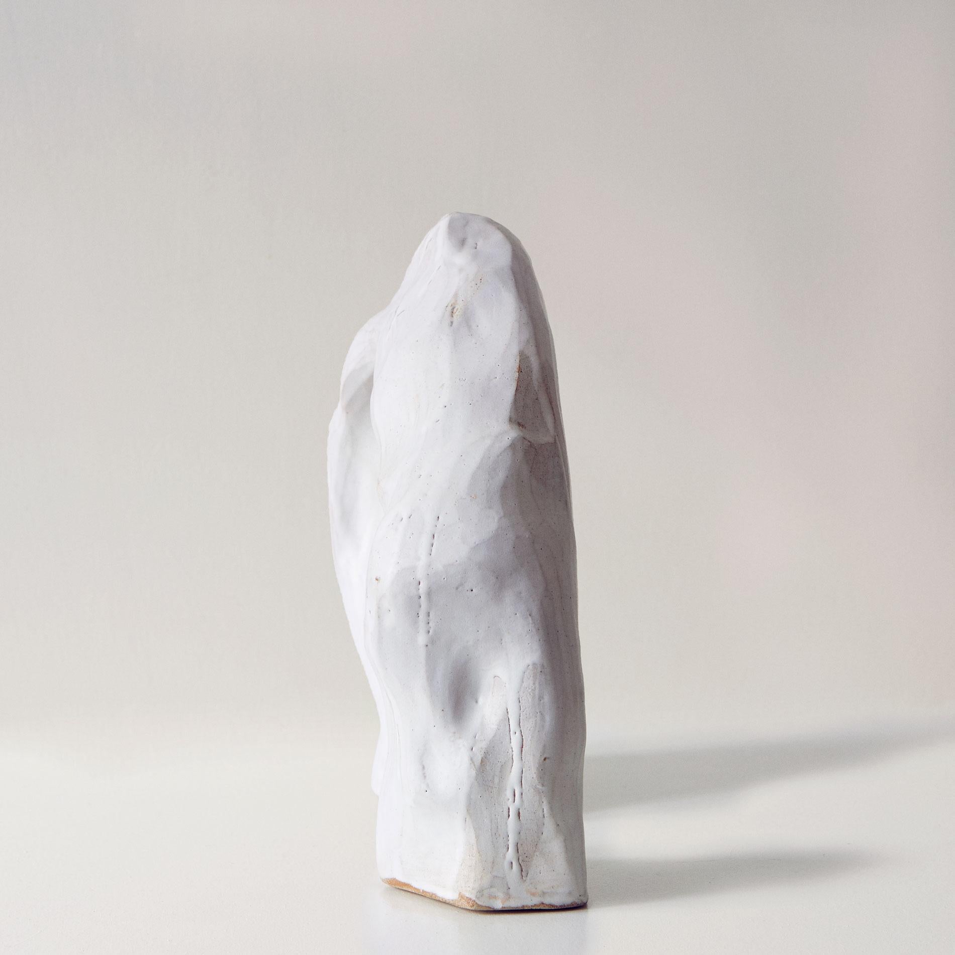 Yama 6 - Modern Minimalist White Abstract Ceramic Sculpture Vase For Sale 1