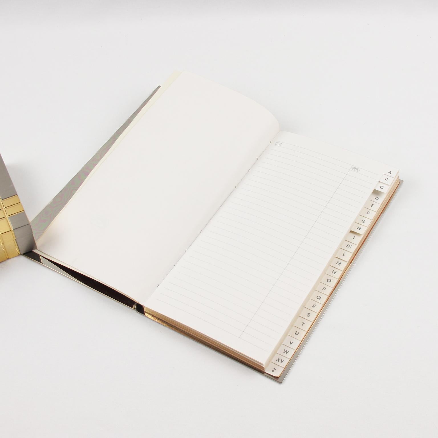 Agenda y caja de escritorio Noel BC de cromo y latón, hacia 1970 en venta 1
