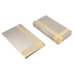 Noel BC Chrome and Brass Metal Desk Set and Box