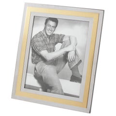 Noel B.C. Italy 1970s Modernist Chrome and Brass Picture Photo Frame