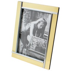 Noel B.C, Italy, 1970s Modernist Picture Photo Frame Chrome and Brass
