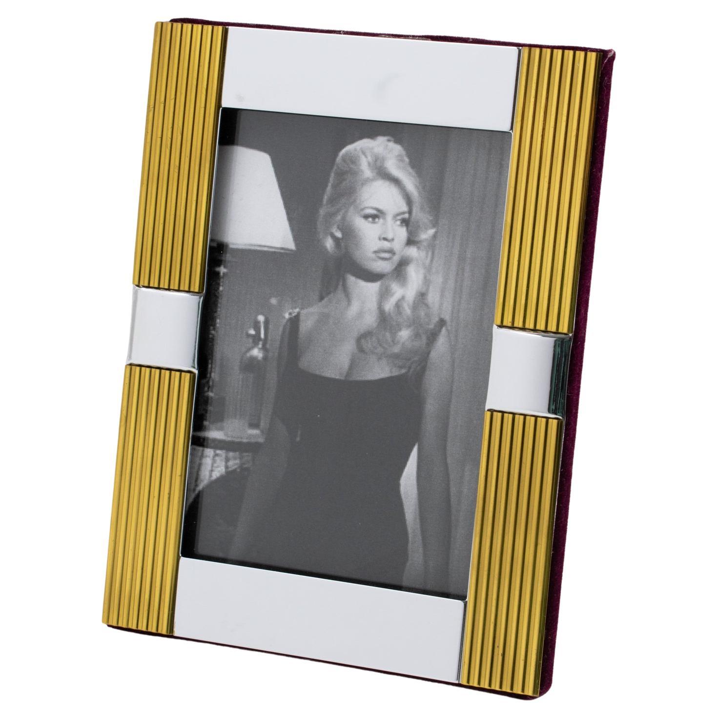 Noel B.C. Italy Chrome and Brass Modernist Picture Frame, 1970s For Sale