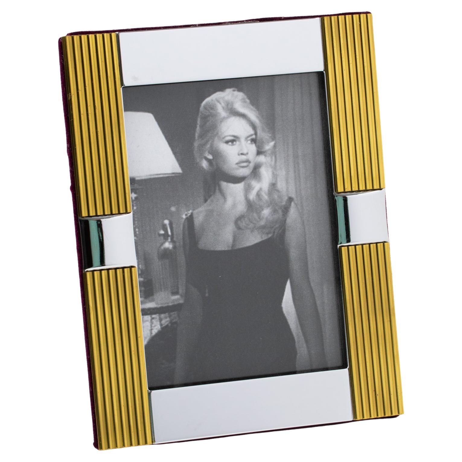 Noel B.C. Italy Chrome and Brass Picture Frame, 1970s