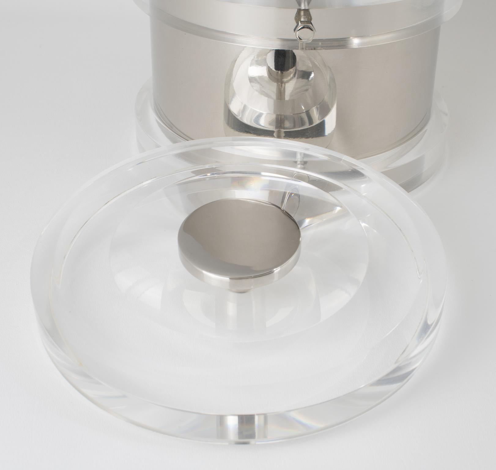 Noel BC Modernist Barware Chrome and Lucite Ice Bucket, circa 1980 For Sale 3