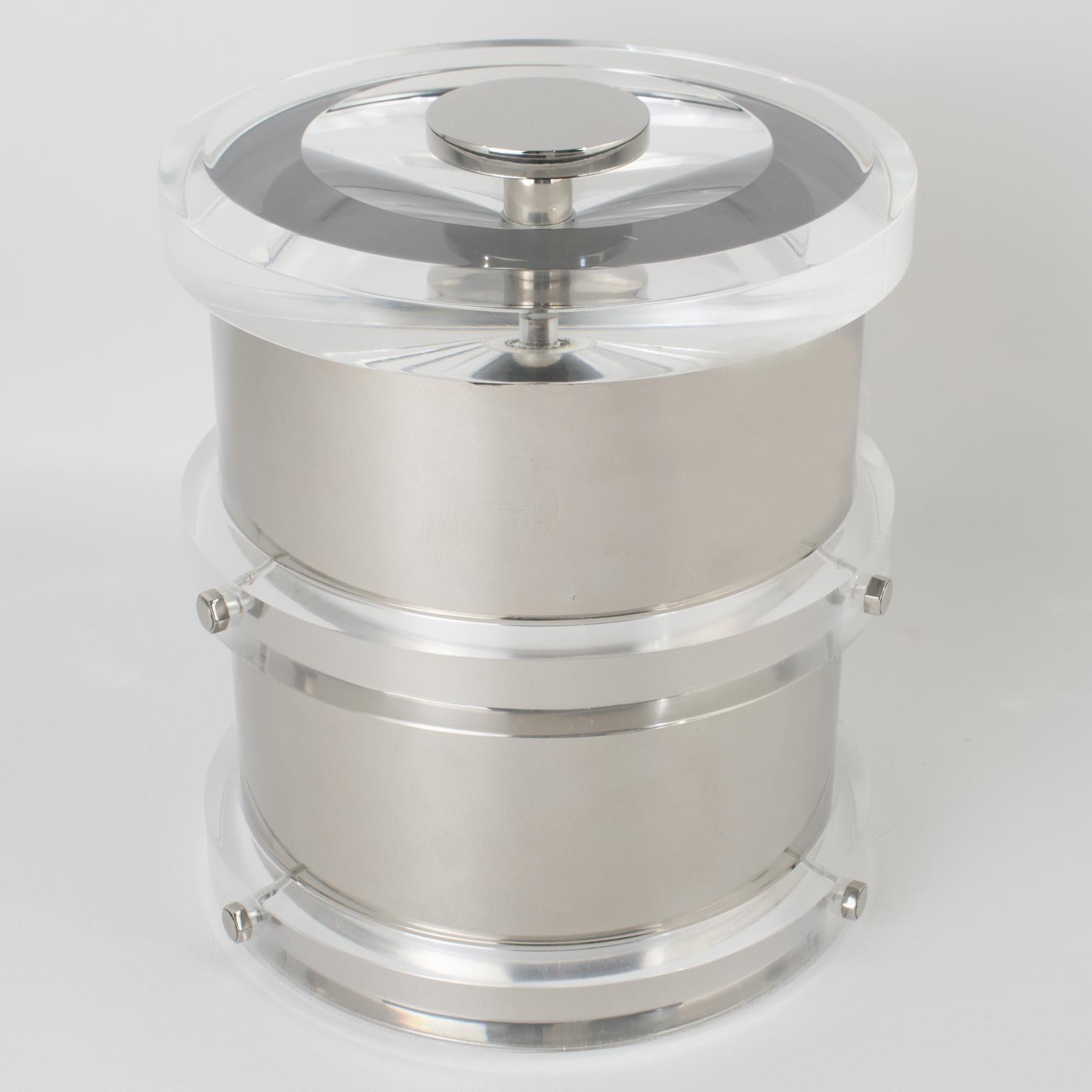 Noel BC Modernist Barware Chrome and Lucite Ice Bucket, circa 1980 For Sale 6