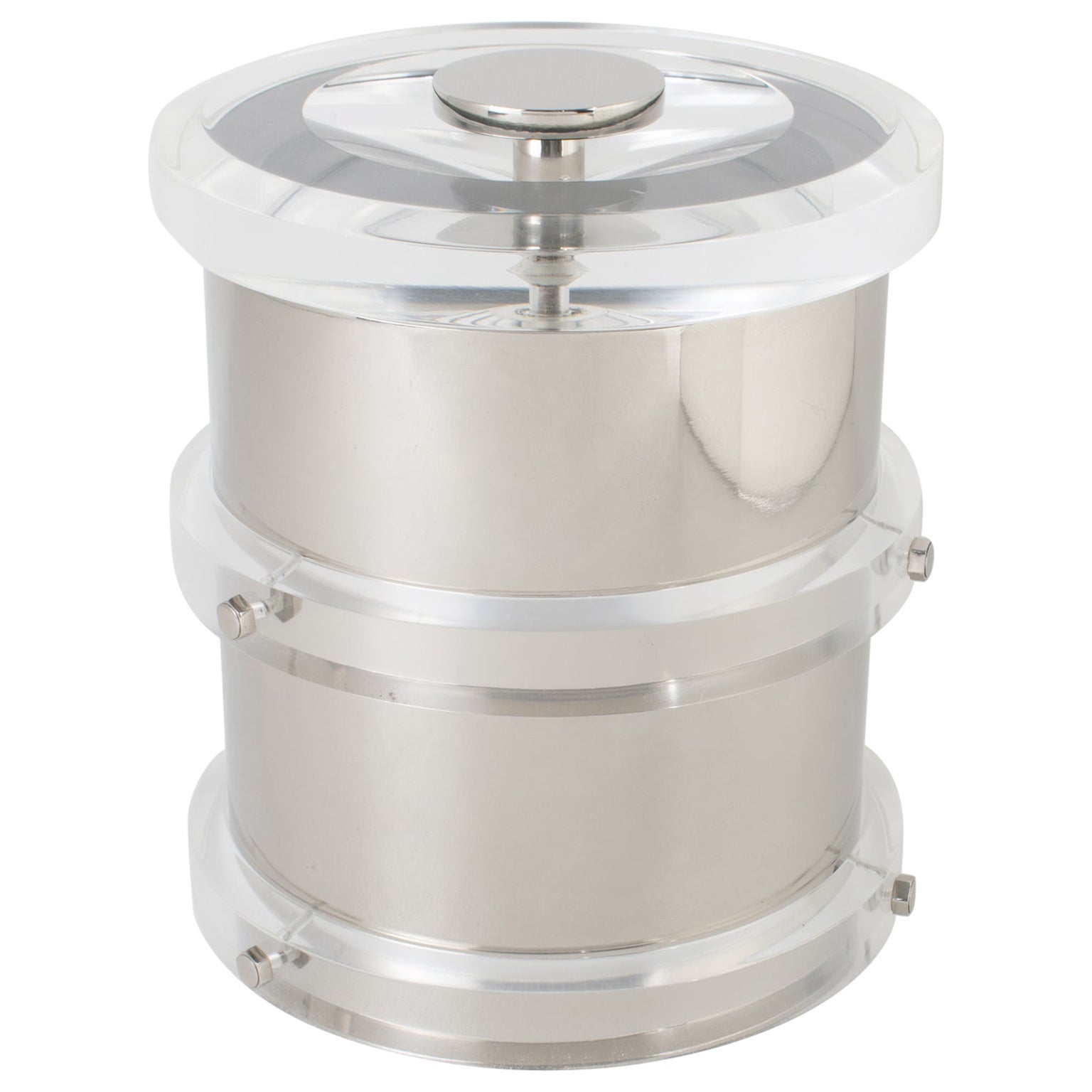 Noel BC Modernist Barware Chrome and Lucite Ice Bucket, circa 1980