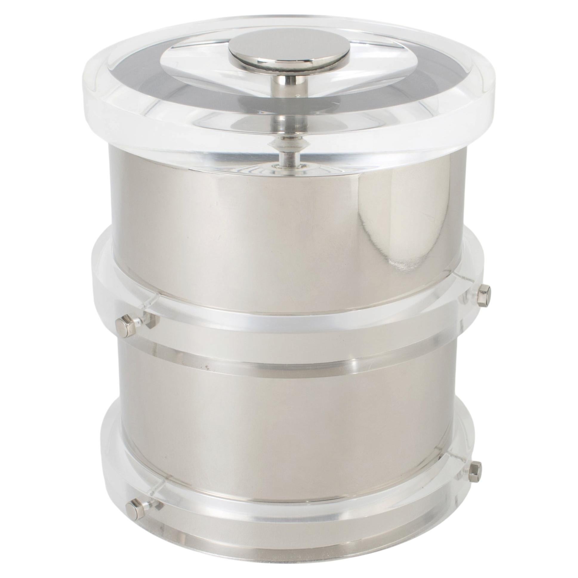 Noel BC Modernist Barware Chrome and Lucite Ice Bucket, circa 1980