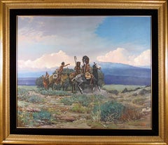 Aproximación de un jinete, pintura al óleo del Oeste por Noel Daggett