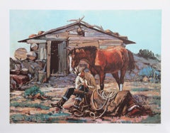 A Helping Nose, American Western Art Lithograph by Noel Daggett