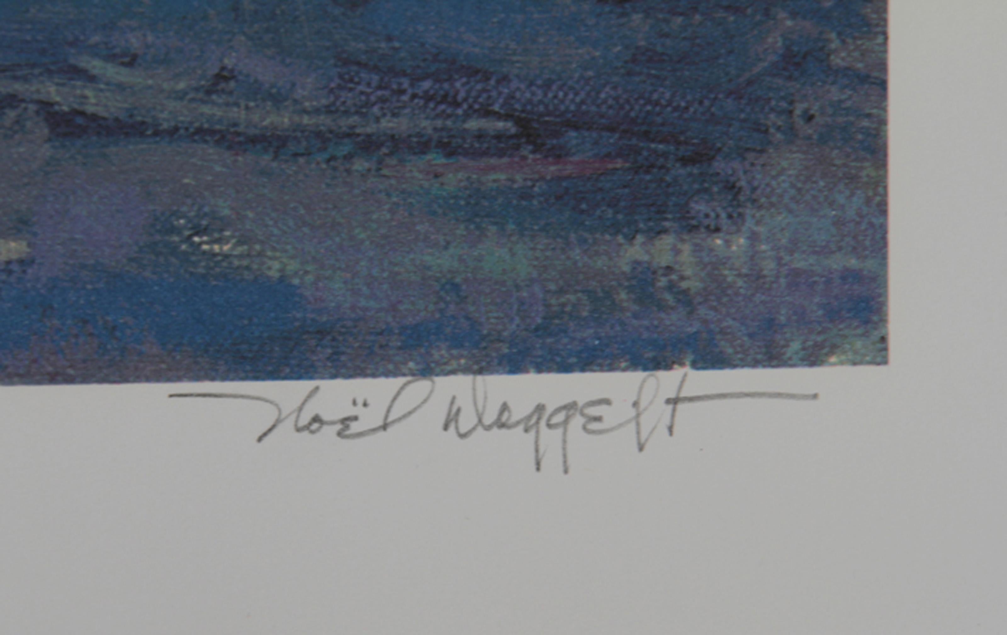 El último en llegar, litografía de arte del Oeste americano de Noel Daggett en venta 1