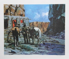 Last to Arrive, American Western Art Lithograph by Noel Daggett