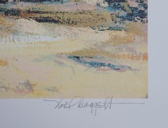 Mustang in fuga, litografia d'arte western americana di Noel Daggett