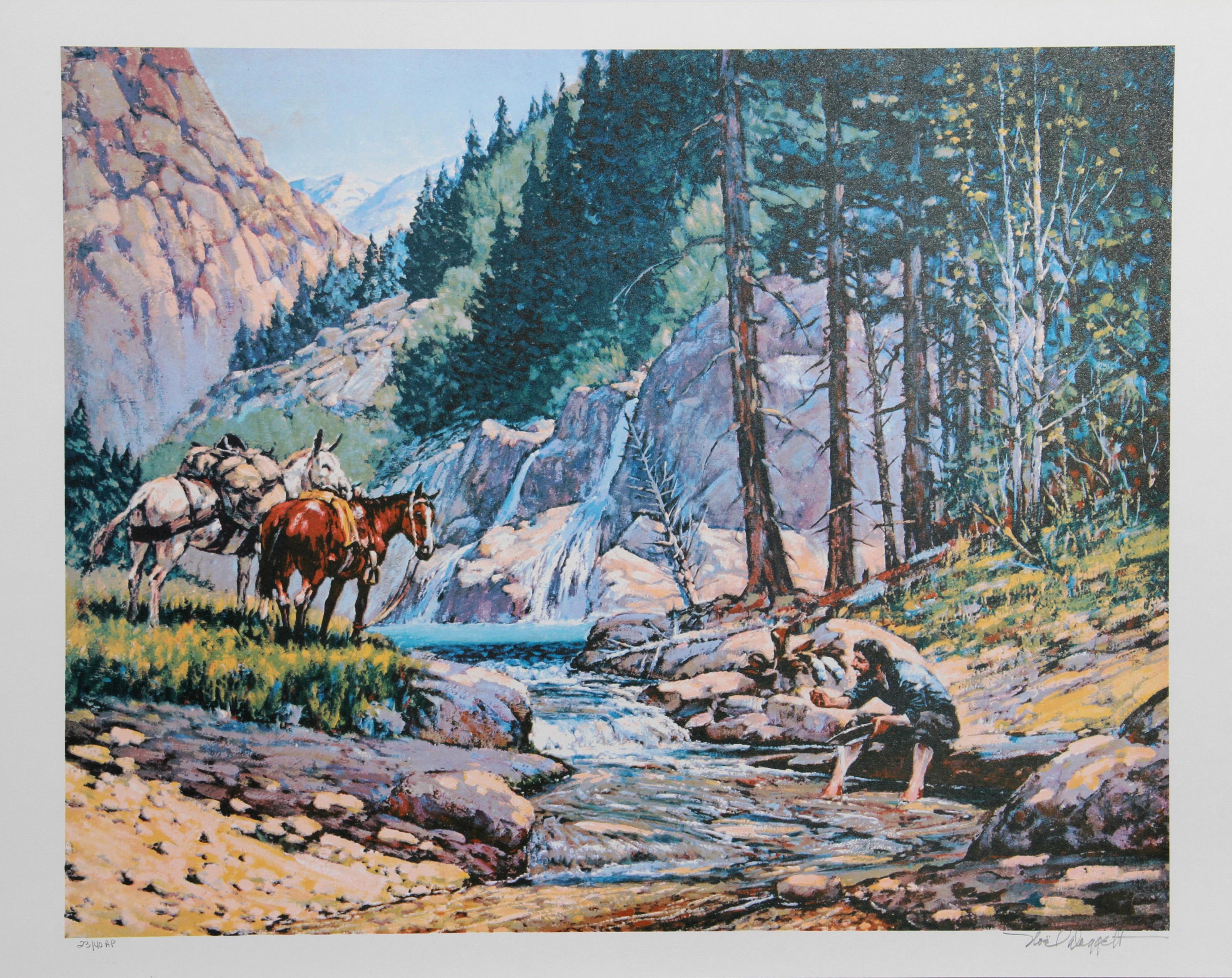 Noel Daggett, americano (1925 - 2005) - Pay Dirt, Anno:  circa 1979, Medio:  Litografia, firmata e numerata a matita, Edizione:  300, AP 40, Dimensioni immagine:  20 x 24,5 pollici, Dimensioni:  22 in. x 29.5 in. (55.88 cm x 74.93 cm), Descrizione: 