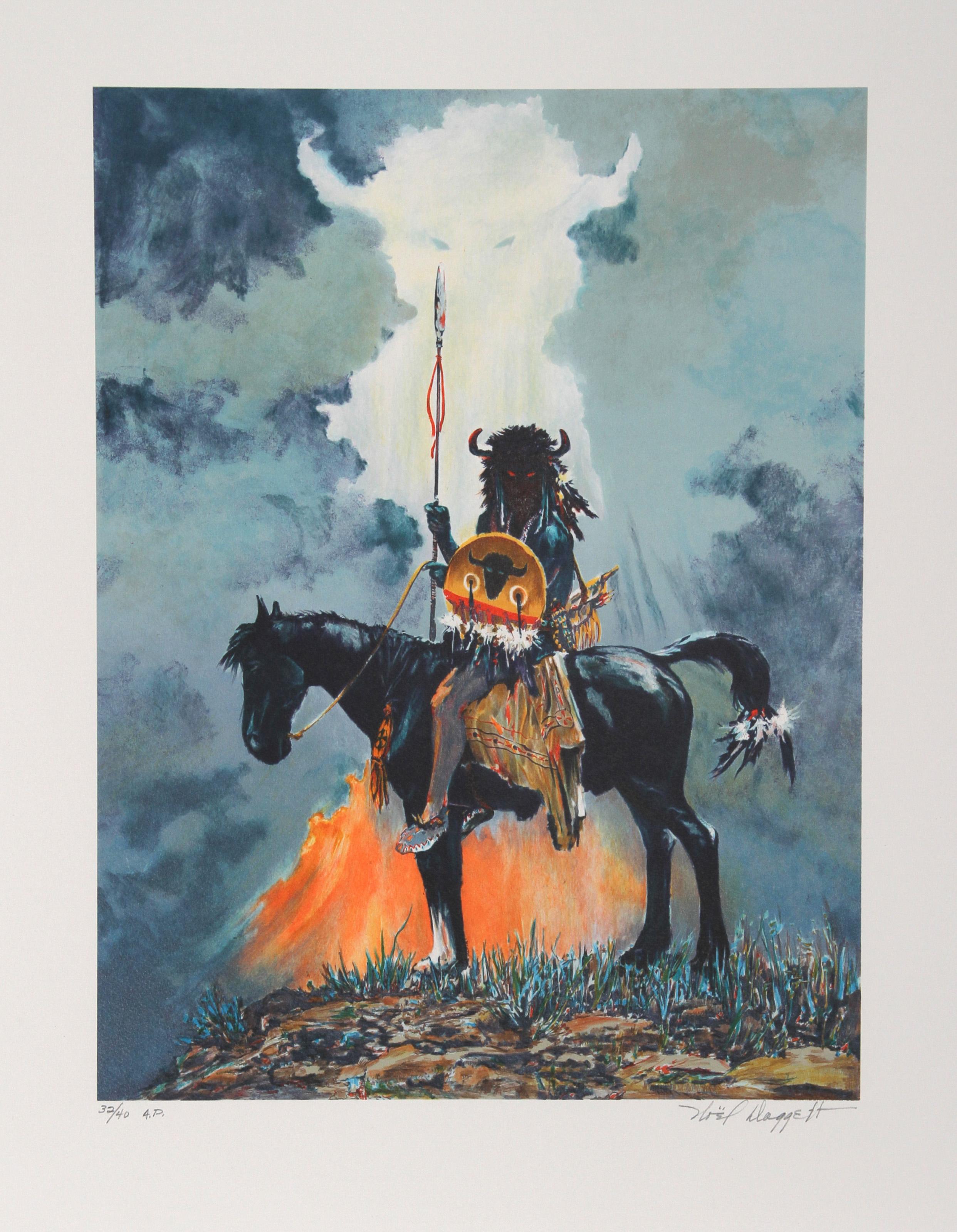 Noel Daggett, estadounidense (1925 - 2005) - El Mensajero, Año:  circa 1979, Medio:  Litografía, firmada y  numerada a lápiz, Edición:  300, AP 40, Tamaño de la imagen:  22 x 15 pulgadas, Tamaño:  30 pulg. x 22 pulg. (76,2 cm x 55,88 cm),