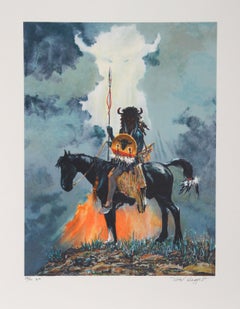 Il messaggero, litografia d'arte occidentale americana di Noel Daggett