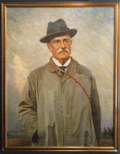Large Antique English Portrait Oil Painting of American Louis de Luze Simonds