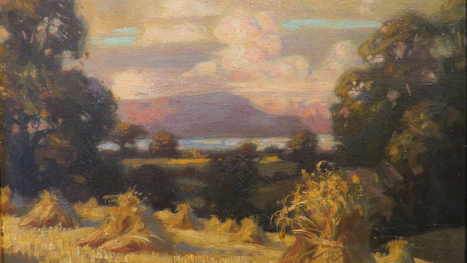 Noel Denholm Davis (1876-1950) English impressionist Oil Painting HARVEST TIME  1