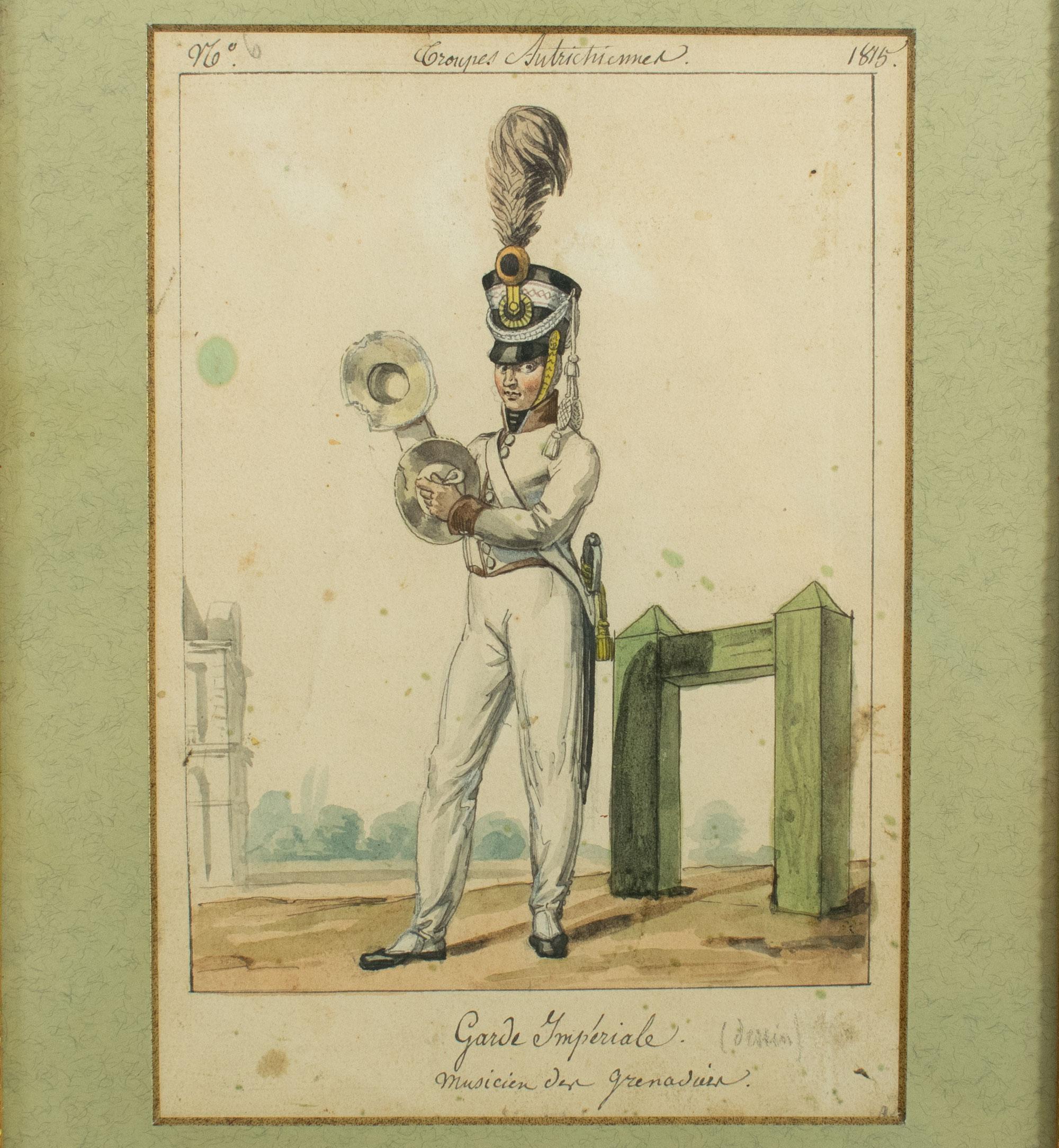 Regency Noel Dieudonne Finart (1797-1852), important set of 8 watercolours, dated 1815