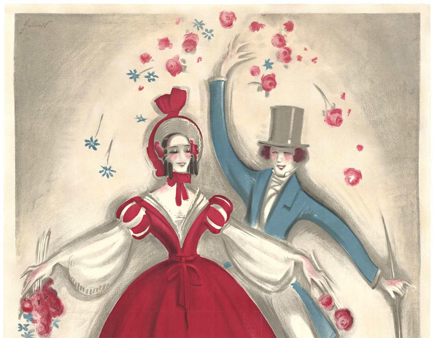 Affiche vintage originale de Geneva, Festival of Flowers, Genève, Fete des Fleurs - Print de Noel Fontanet