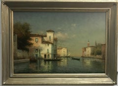 20th Century Framed Venetian View Oil Painting, 28.25x38.25"