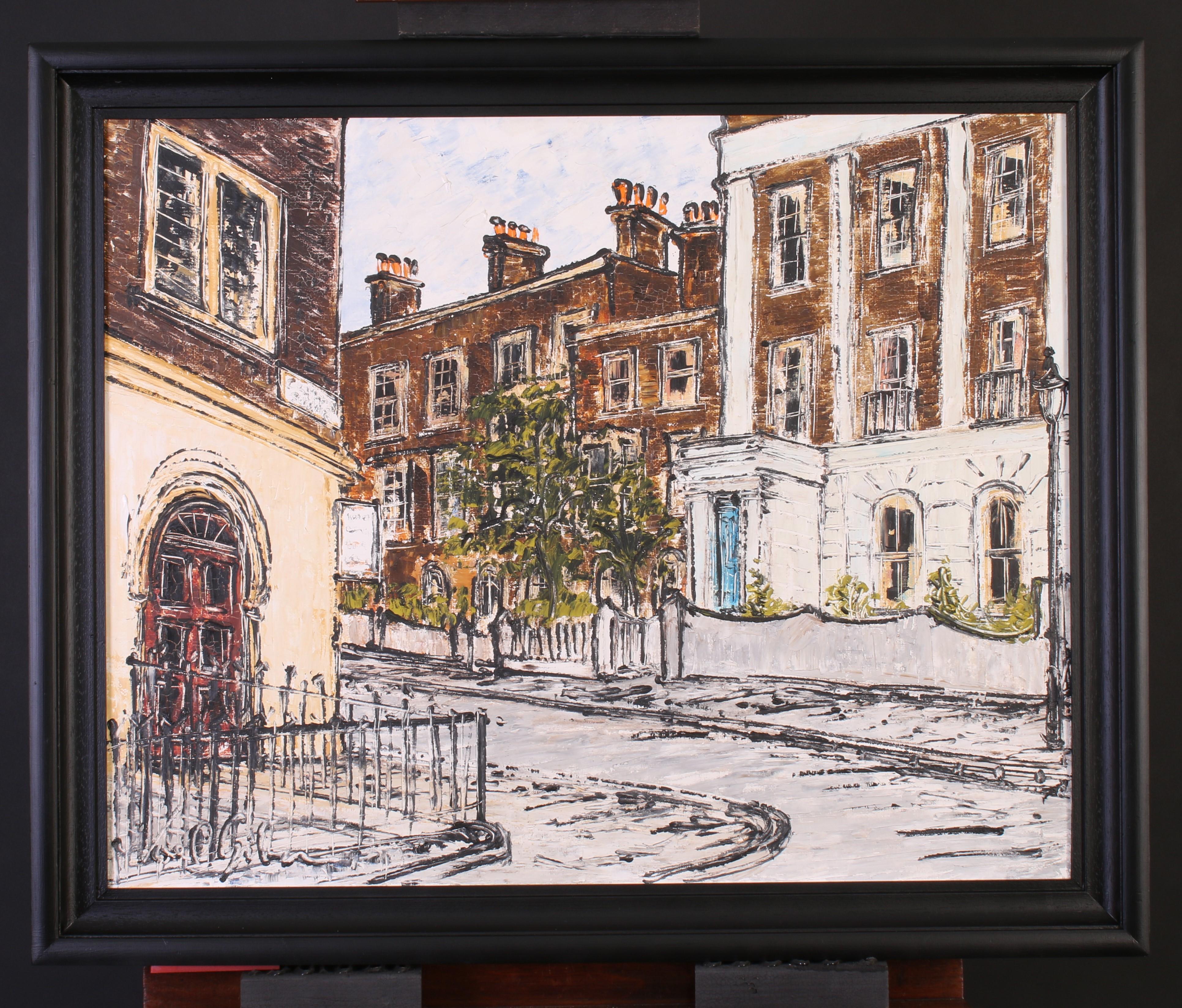 Landscape Painting di Noel Gibson - Angolo di strada Hackney, Londra Est
