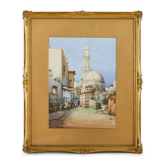 Pair of Orientalist watercolours of North African street scenes by Leaver