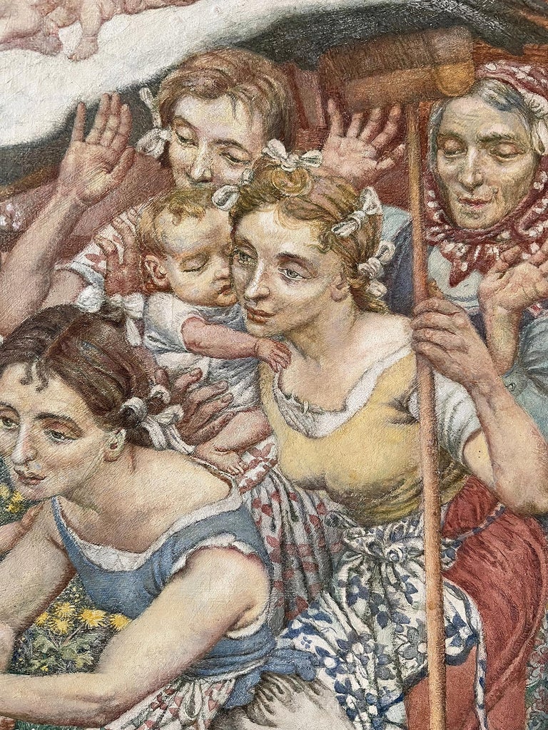 Noel Laura Nisbet Pre Raphaelite Style Painting Of Mothers And Babies noel-laura-nisbet-pre-raphaelite-style-painting-of-mothers-and-babies
