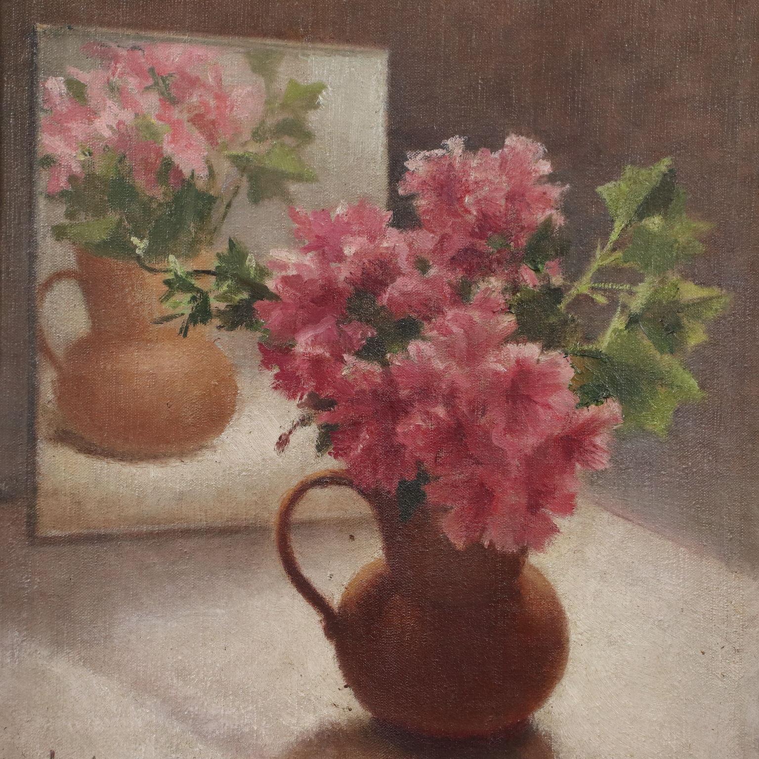 Oil on Canvas by Noel Quintavalle Italy 1949, Vase of Flowers  2