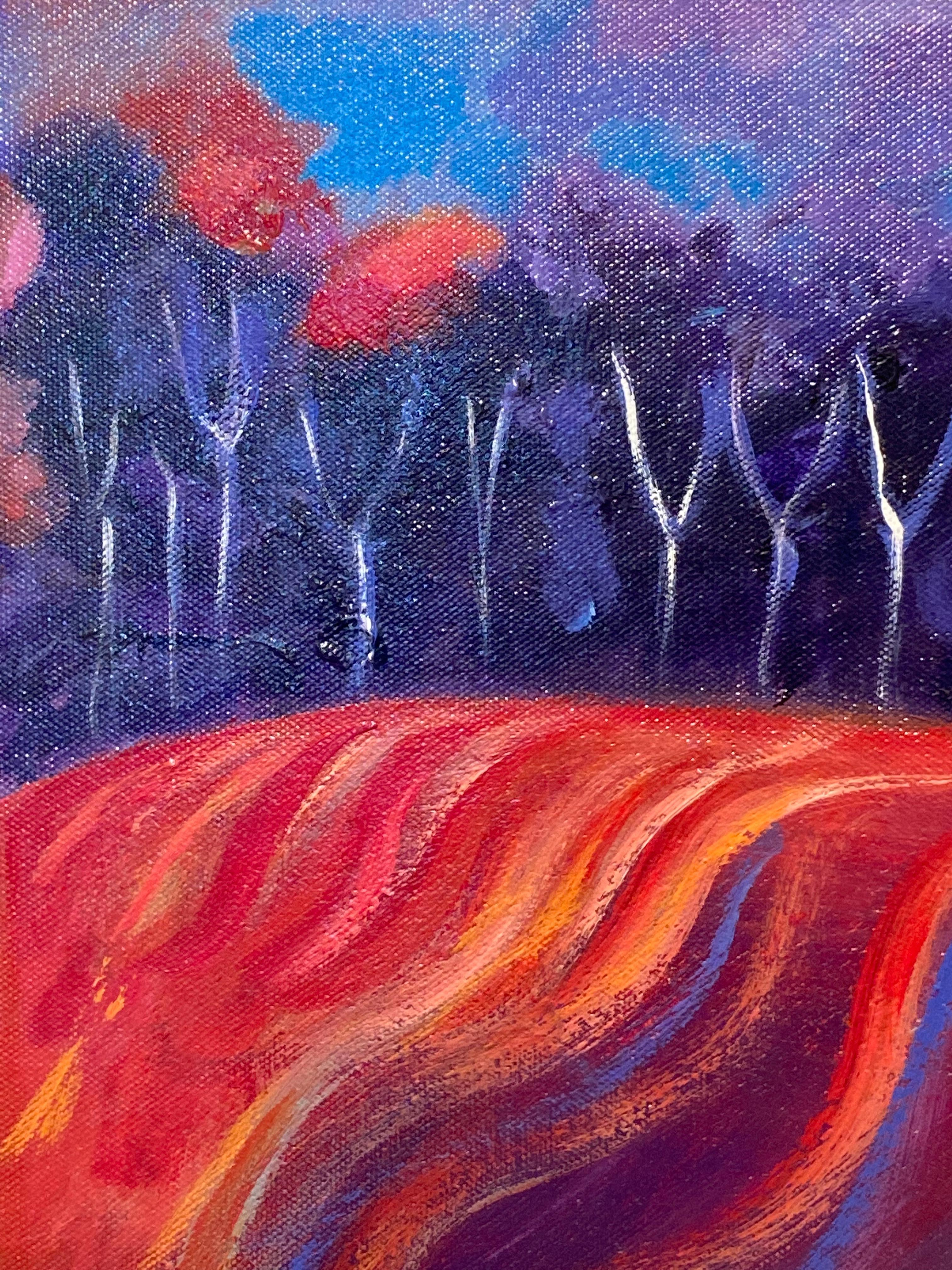 'Damson Sky over Crimson Hill, ' by Noelle McAlinden, Acrylic on Linen Painting For Sale 6