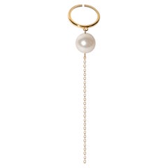 Noema Sculptural Pearl Chain Ring in 24K Gold-Plated with Draped Chain