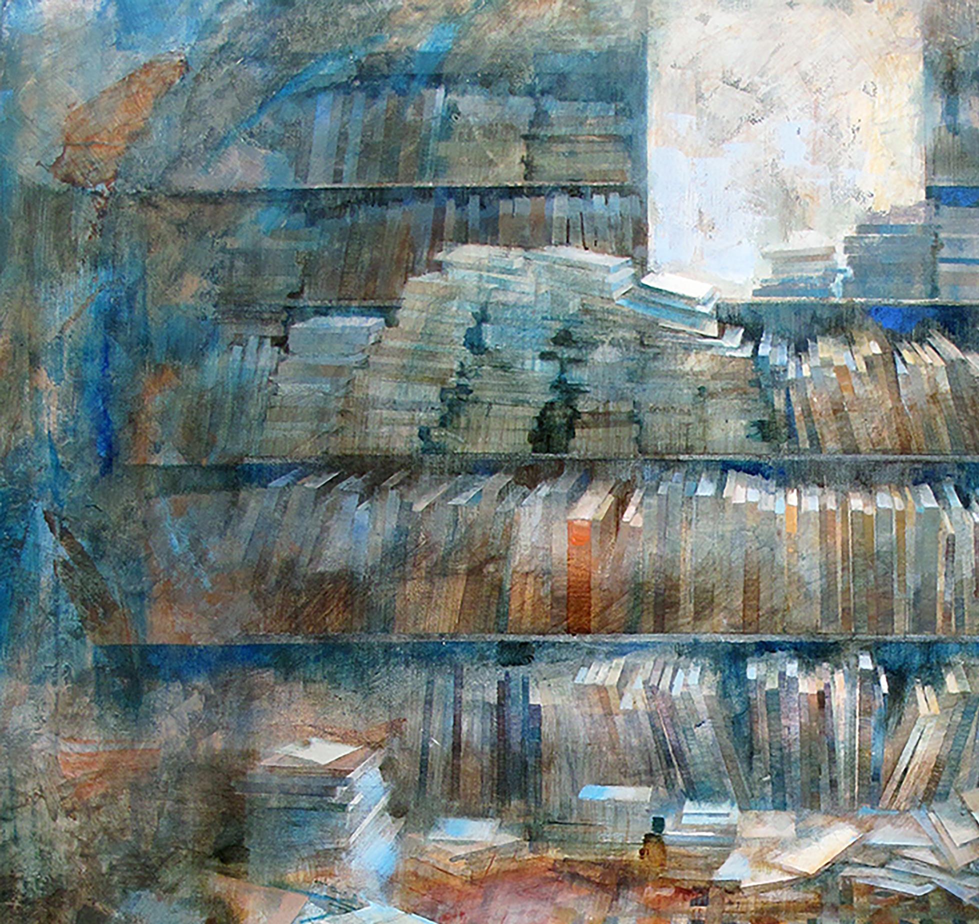 Espai Interior - 21st Century, Contemporary, Figurative Oil Painting, Modernism - Gray Figurative Painting by Noemi Martín