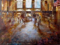 Gran Central Station II - Pittura ad olio figurativa del XXI secolo, contemporanea
