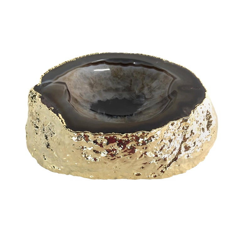 Noemi Polished Agate Bowl in Black and Gold by CuratedKravet For Sale at  1stDibs