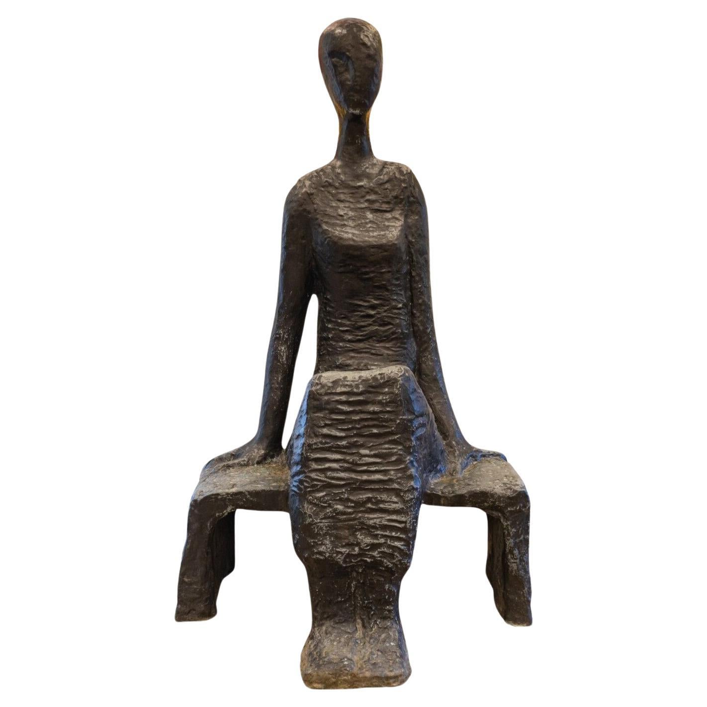 Noemi Schindler Minimalist Seated Figure Indoor Outdoor 20th C. Bronze Sculpture
