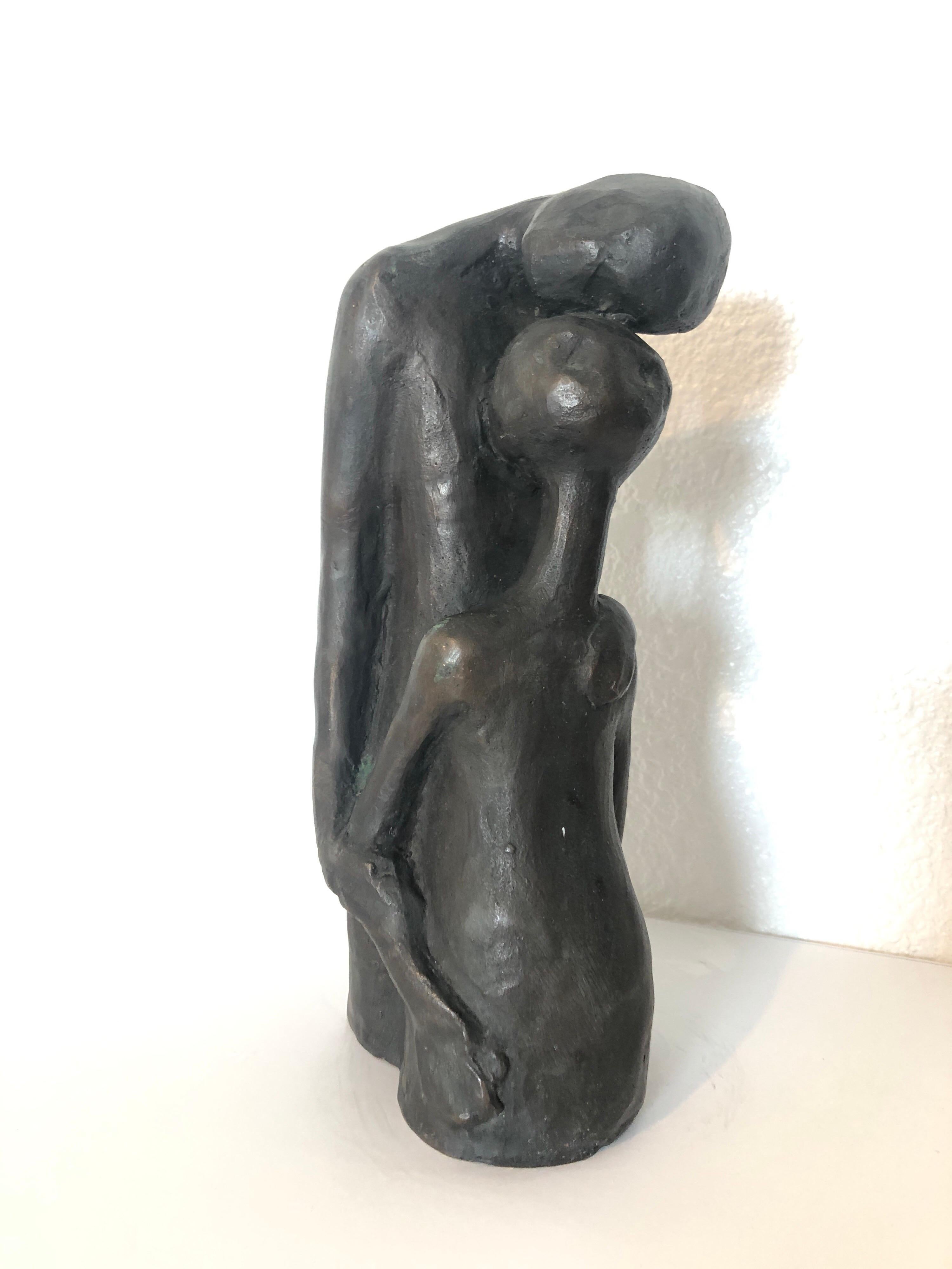 Original Bronze sculpture by German Israeli artist Noemi Schindler. Signed with her initials in Hebrew. Minimalist grace, elegance and proportion. 

Noemi Schindler was born in Berlin, Germany in 1919 a daughter to Hugo Levi who was a silk merchant