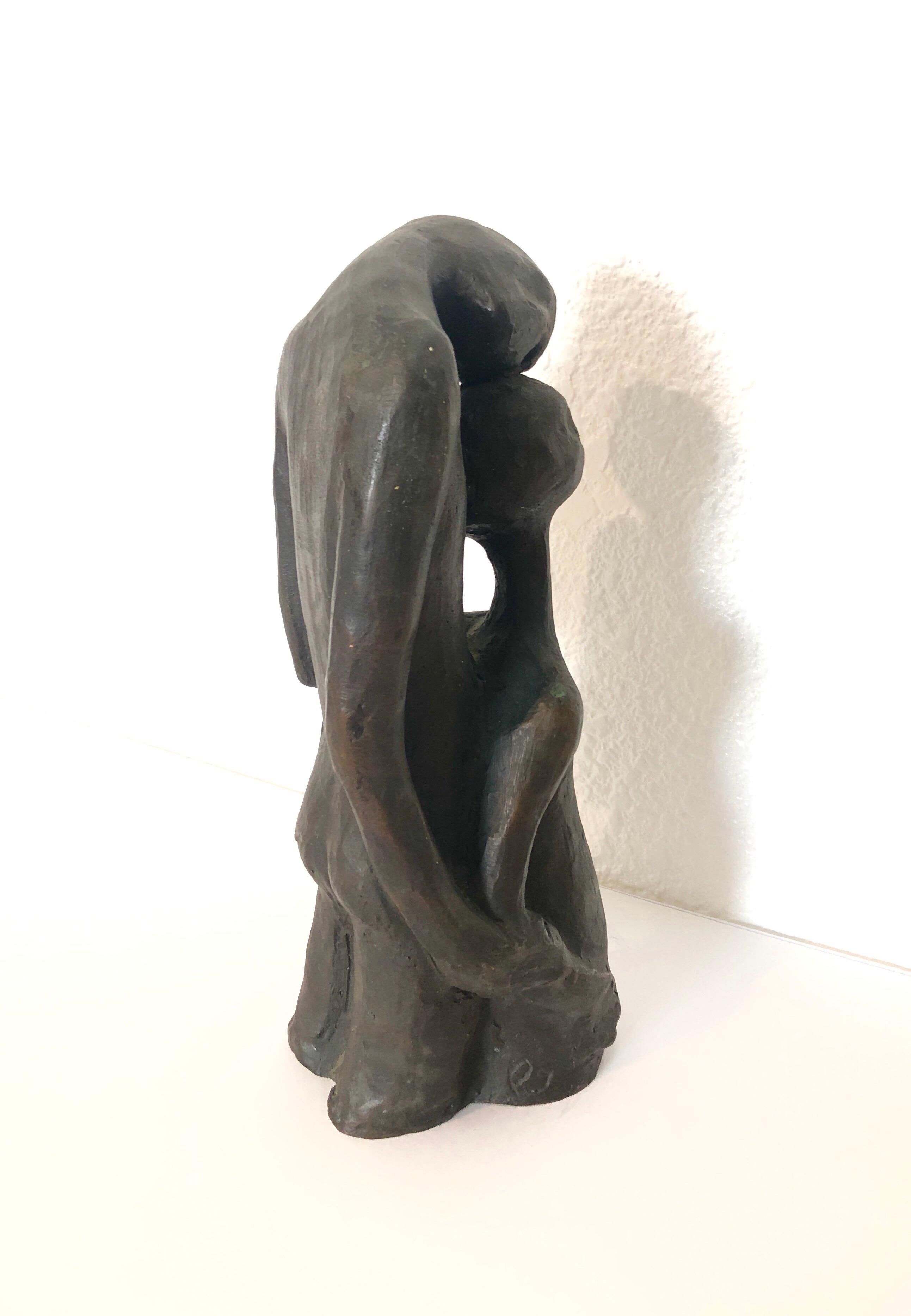 Israeli Bronze Modernist Sculpture Lovers Embracing Kibbutz Social Realist Art 2