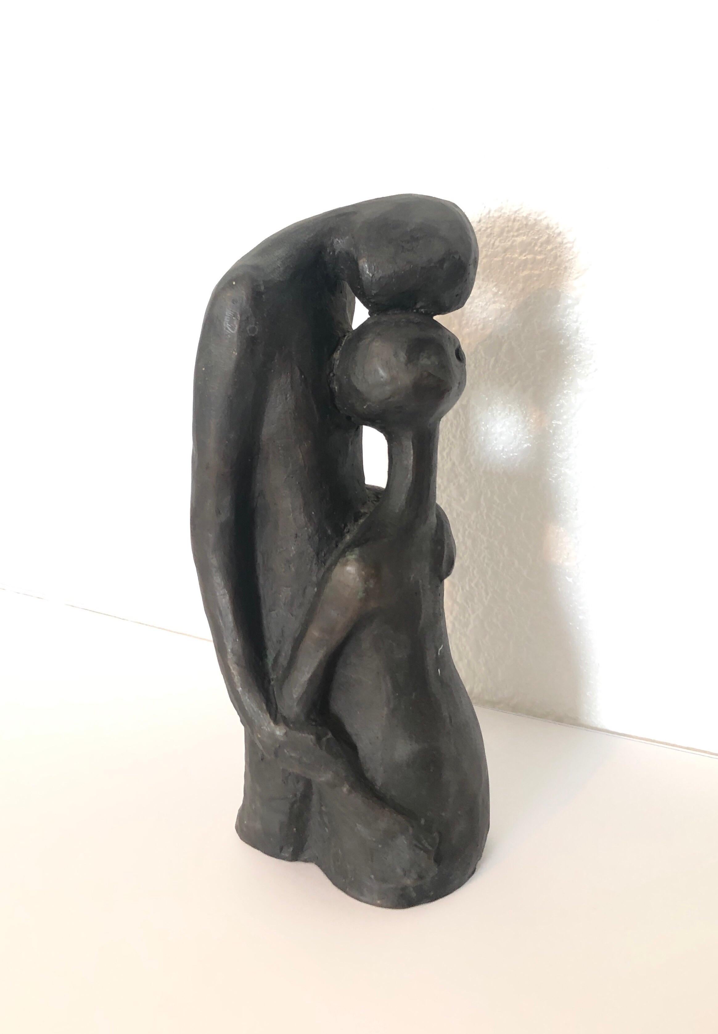 Israeli Bronze Modernist Sculpture Lovers Embracing Kibbutz Social Realist Art 3