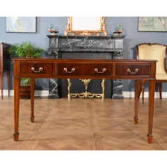 NOF010RED Mahogany Writing Table with Red Leather