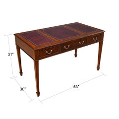 NOF010RED Mahogany Writing Table with Red Leather