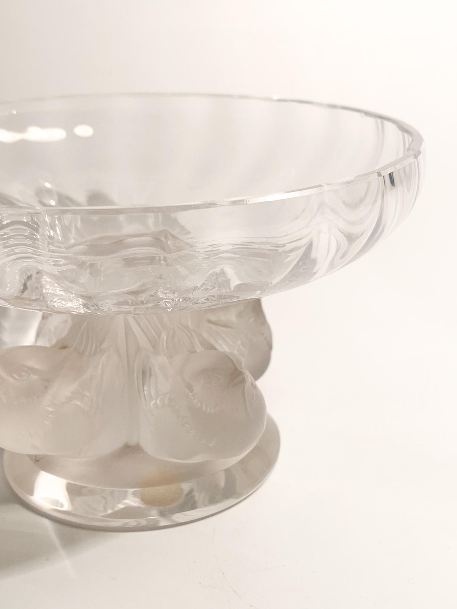 French Nogent Cup in Lalique Crystal with Carved Birds from the, 60s