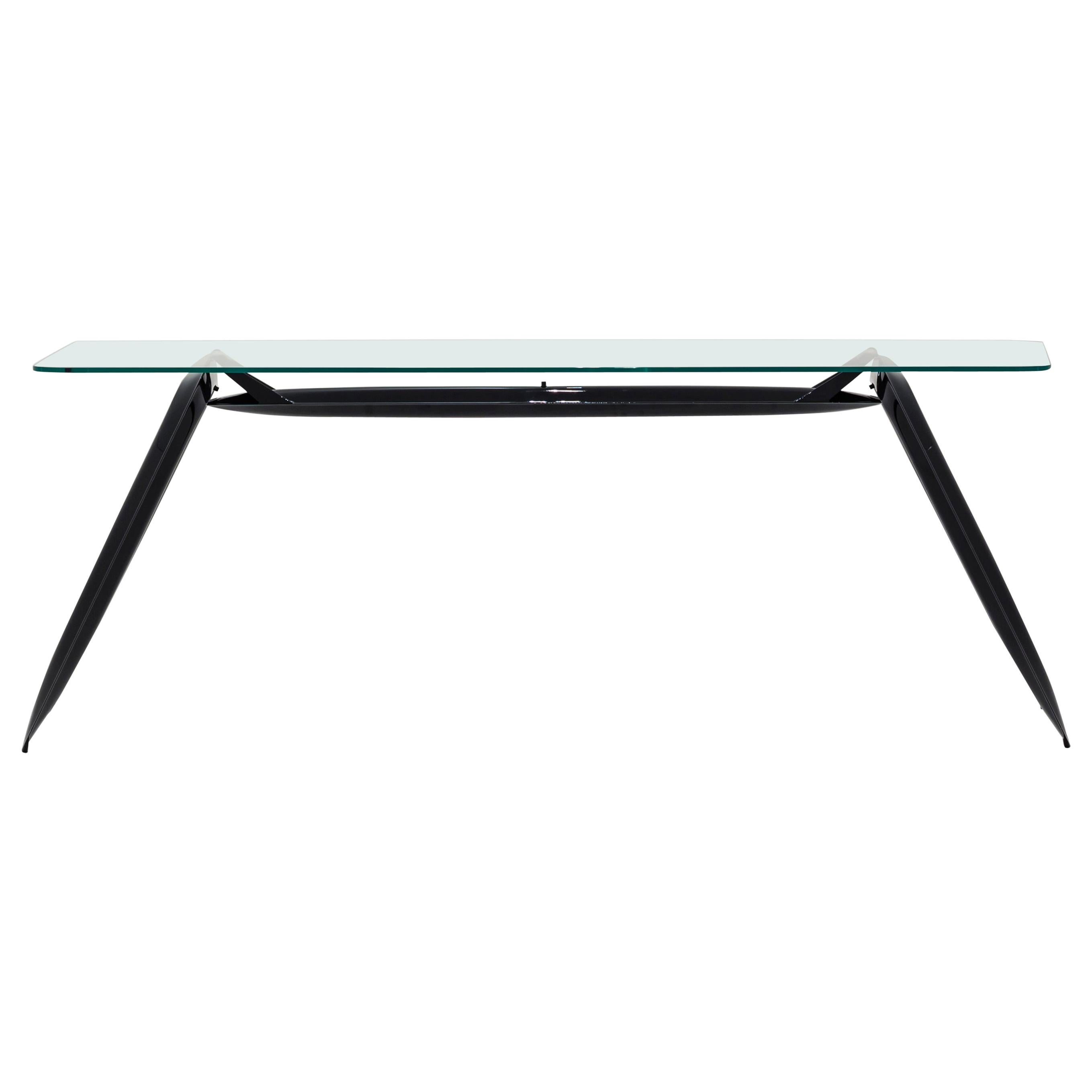 Nogi-Schreibtisch aus poliertem schwarzem, glänzendem Kohlenstoffstahl von Zieta im Angebot