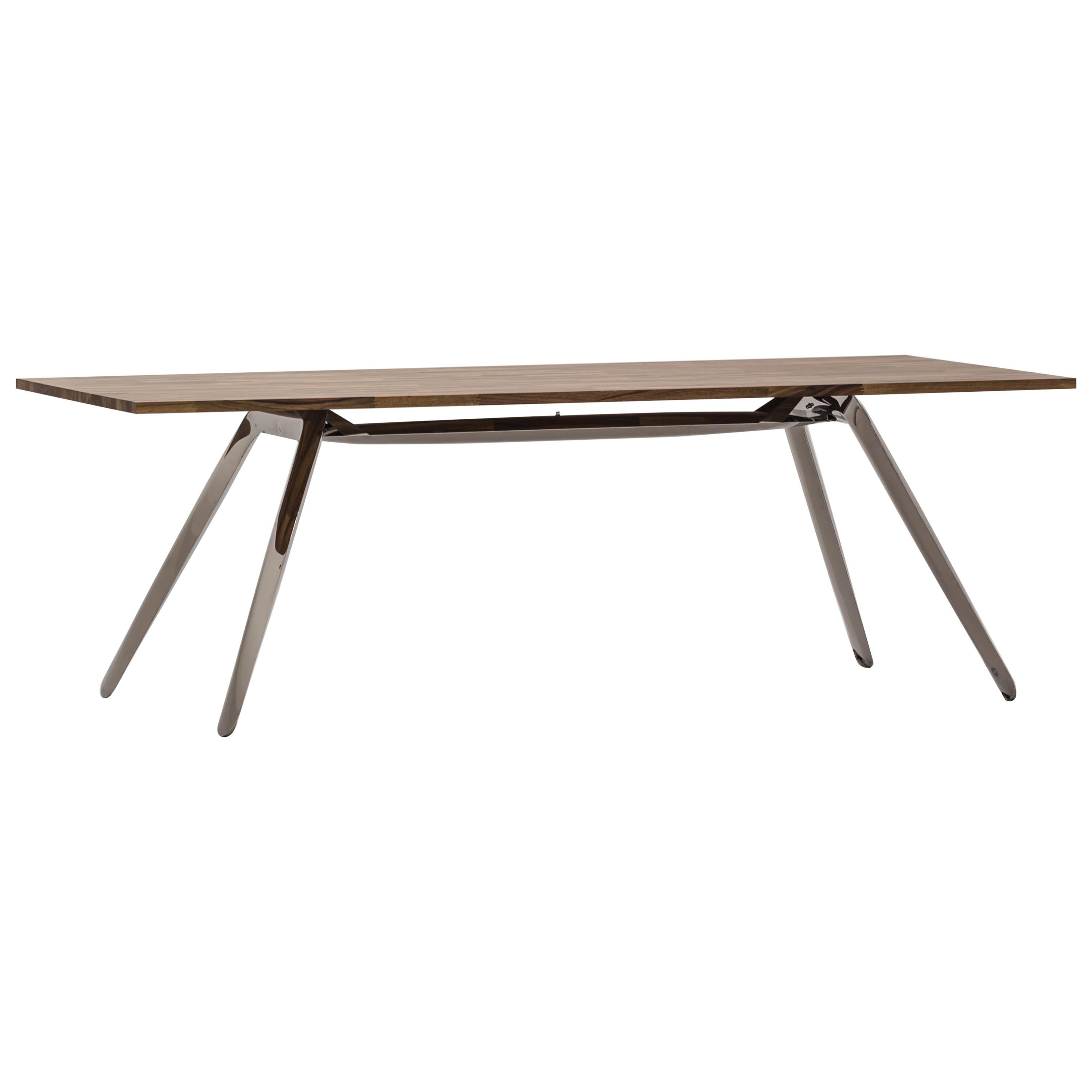 Nogi Table Base Polished Stainless Steel Writing Table by Zieta