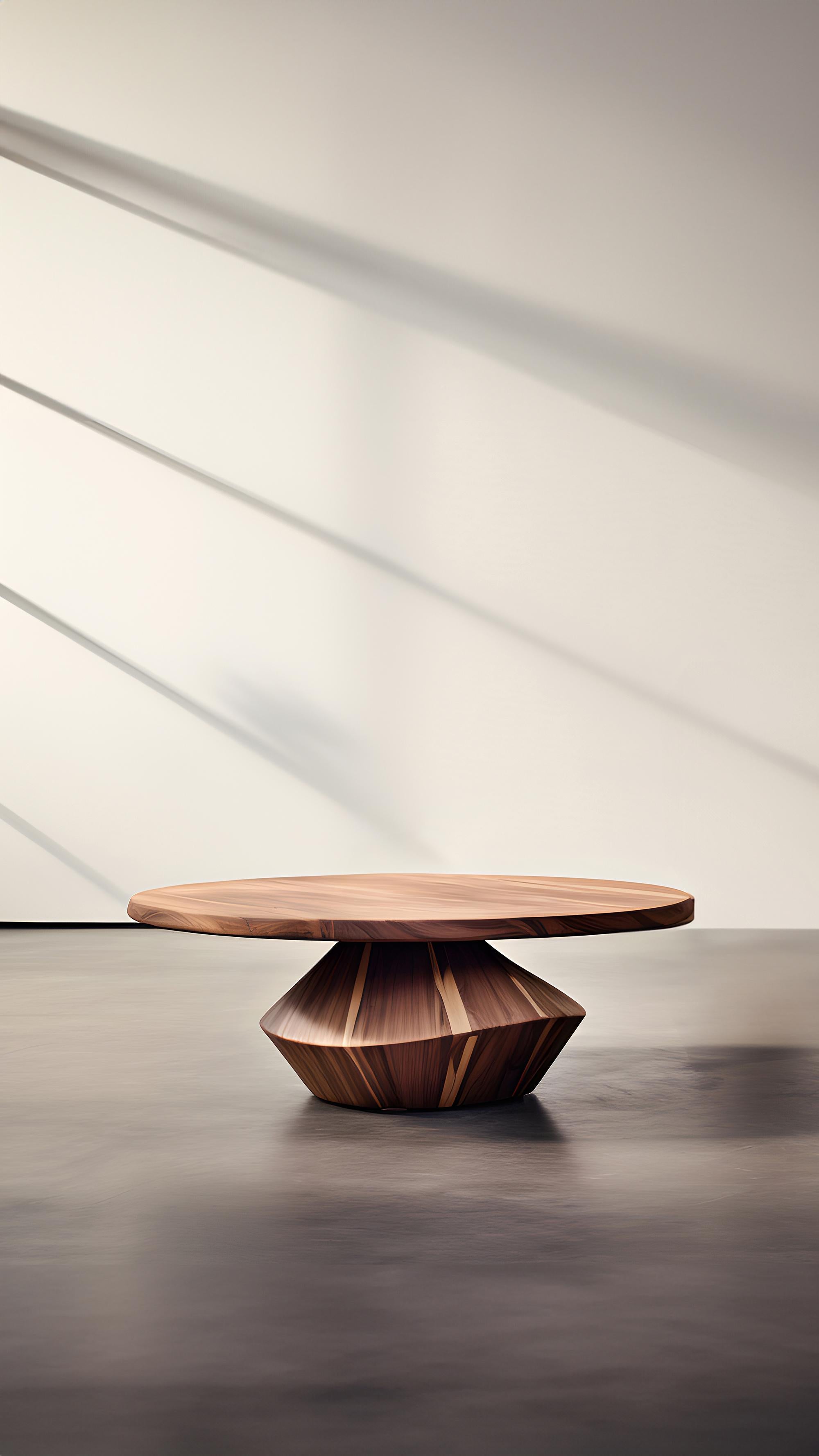 Contemporary Noguchi-Inspired Solace 43: Round Top, Stunning Walnut Grain For Sale