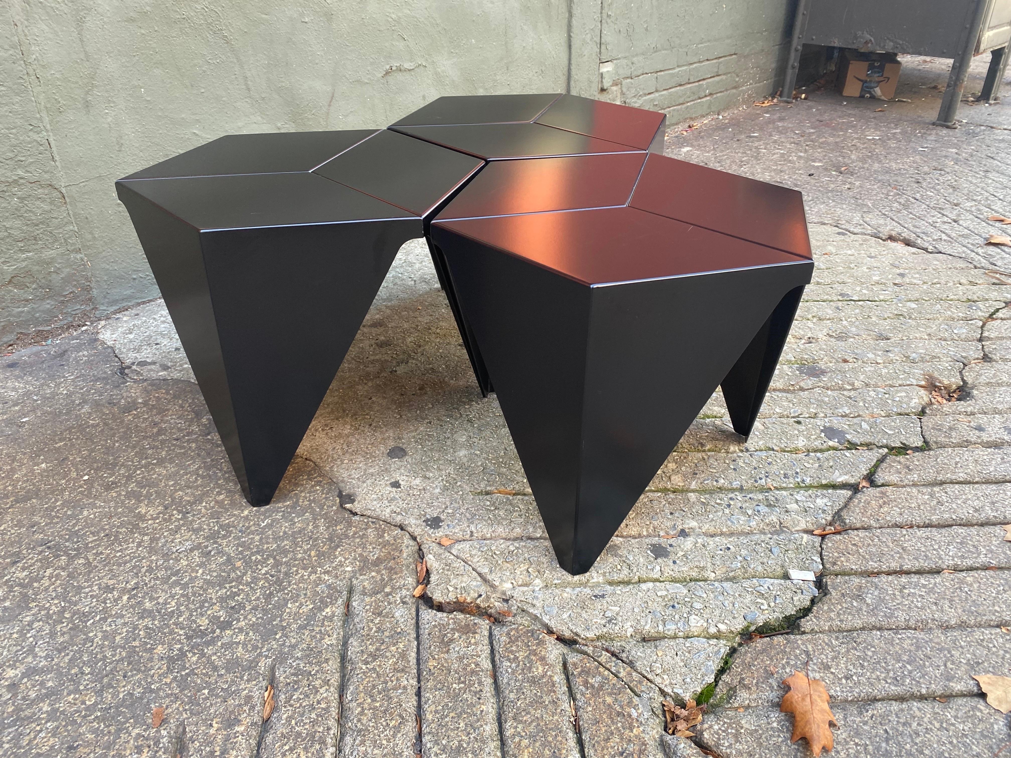 Isamu Noguchi Prismatic Tables.  1957 Design and put into production in 2002 by Vitra.  Black Finish shows minor surface wear.  Tables nest together or can be used separately!  Priced Individually! 2 Left!!