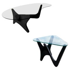 Ensemble table basse et table d'appoint biomorphique « avion » de style Noguchi
