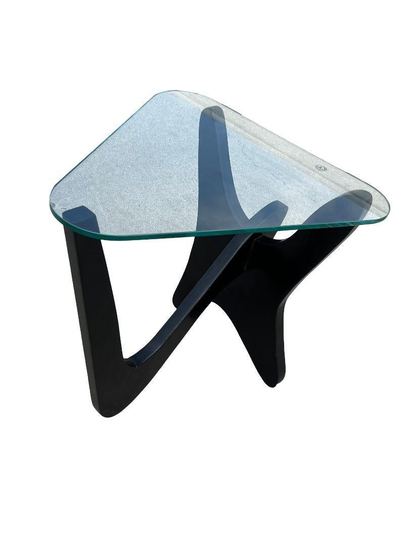0riginal 1950s black lacquer Triangle Glass Top 