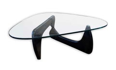 Noguchi Style Coffee Cocktail Table Black Base Vintage Mid Century Modern Style