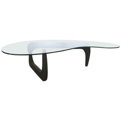 Noguchi Style Coffee Table with Amoeba Shaped Glass Top