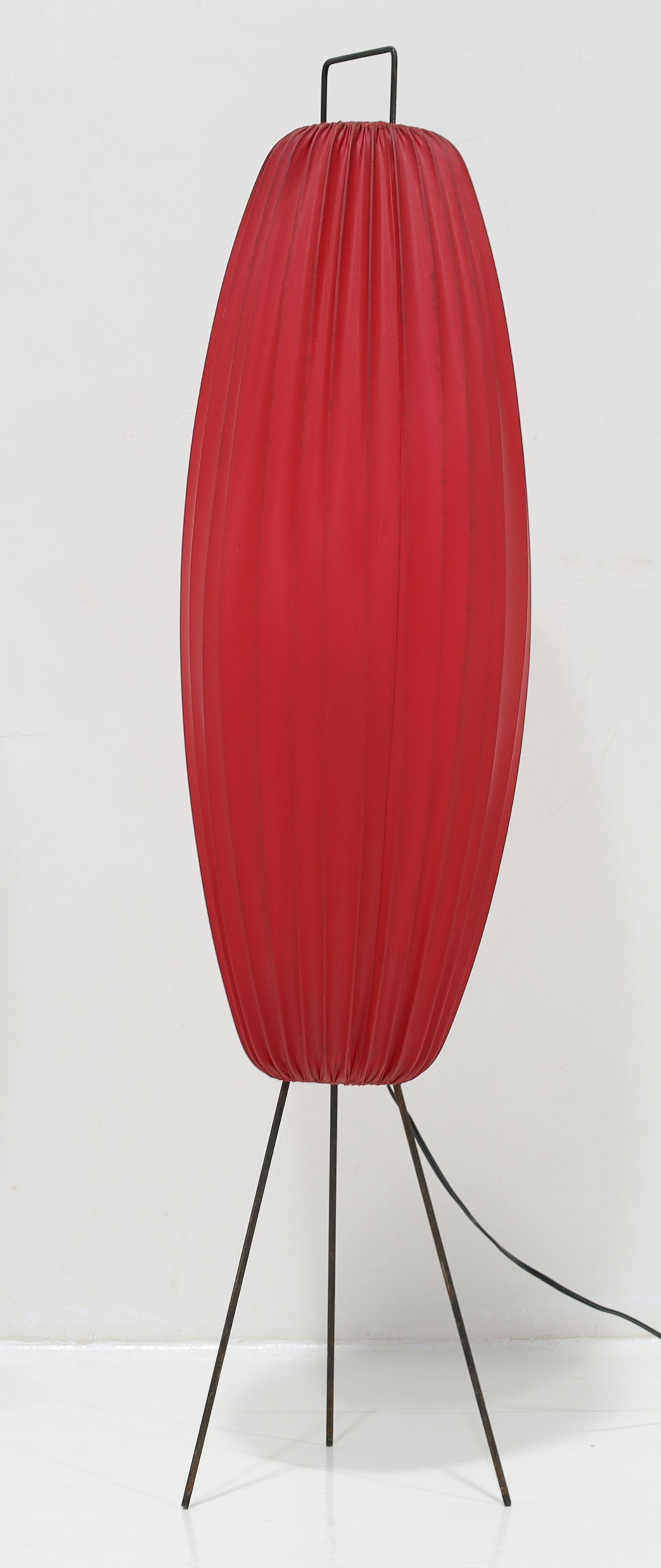 Noguchi Style Floor Lamp in Red In Good Condition For Sale In Dallas, TX