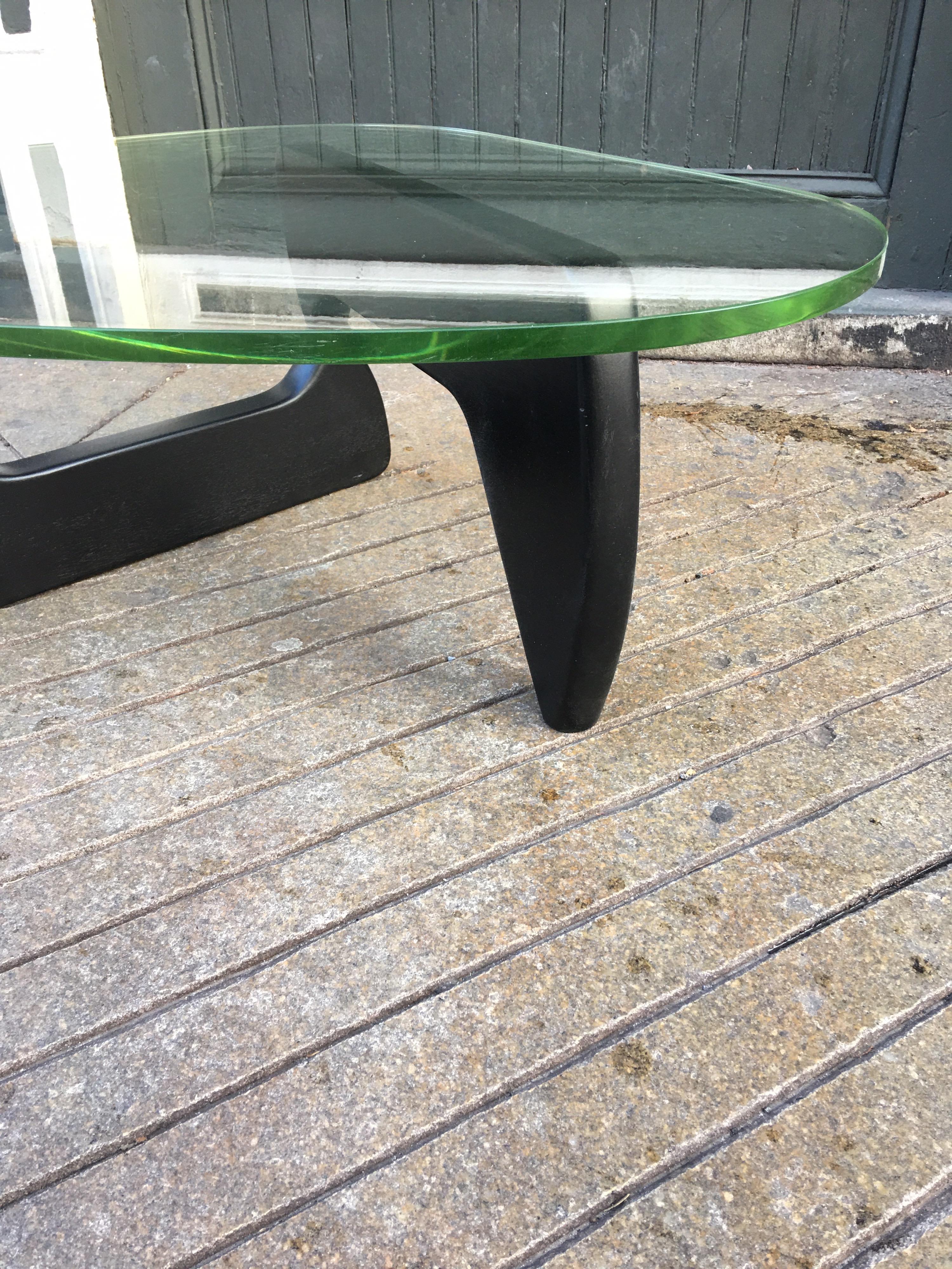 Mid-Century Modern Noguchi Style Glass and Wood Coffee Table